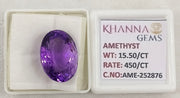 15.50/CT Natural Amethyst Gemstone with Govt. Lab Certificate